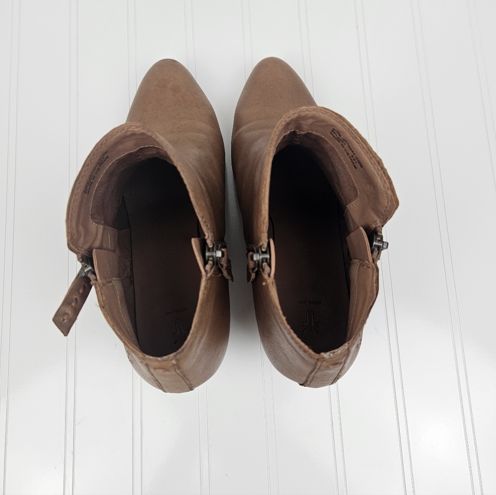 Frye Judith Zip Up Brown Booties - Picture 7 of 9
